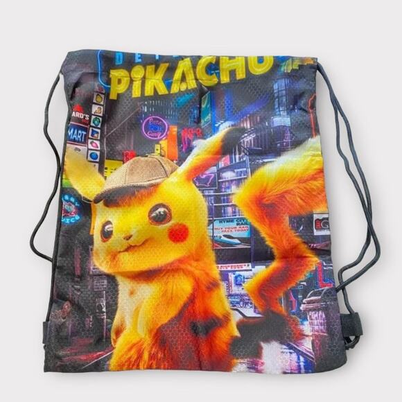 Pikachu Drawstring Nylon Backpack NIP - Picture 1 of 4